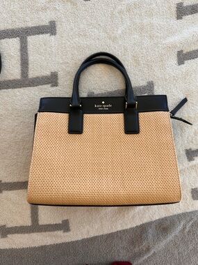 kate spade Beige and Black Woven Tote